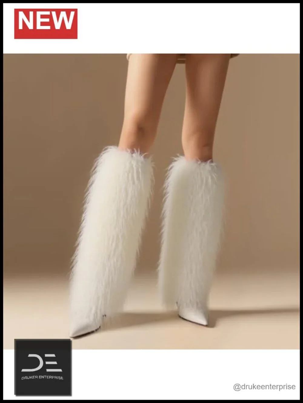 Fur Wide Calf Knee High Boots Women Furry Fold Over Tall Boots